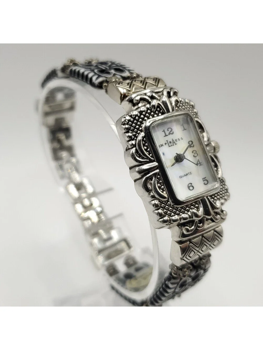 LA Express Watch Women Silver Tone MOP Dial Decorative Band New Battery 23mm